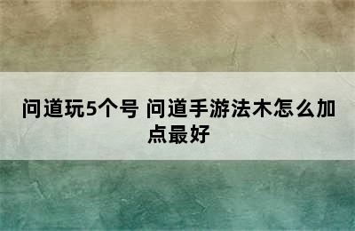 问道玩5个号 问道手游法木怎么加点最好